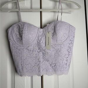 Francesca's Collections Lavender Lace Bustier Top